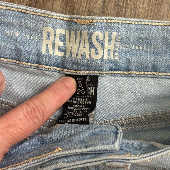 Rewash • Light Wash Distressed Denim Mini Skirt - Picture 4 of 9